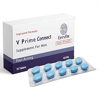 V Prime Connect | 10 Blue Tablets 100mg | Herbal Supplement for Men | Men's Vitality Support | Performance & Enhancement | Ginseng Maca Root Zinc
