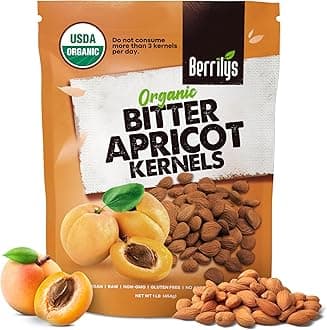 Organic Bitter Apricot Kernels - USDA Certified Organic Bitter Apricot Seeds - Natural & Non-GMO, Premium Quality Kernals, No Sulfur or Additives - 16 oz