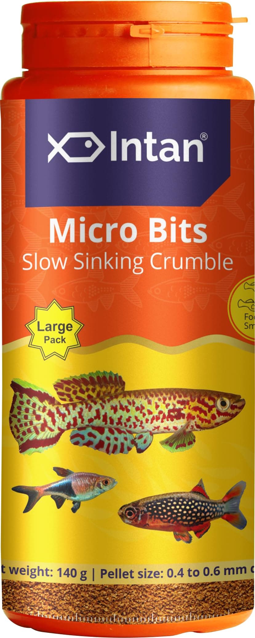 - Micro Bits Slow Sinking Crumble Fish Food | Crumble for Killifish, Tetras, Rasboras, Danios Fish | Large Pack 140 Gm, Pellet Size 0.4 to 0.6 mm Dia, Pack of 1,All Life Stages