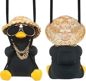 Cool Car Accessories for Men Funny Truck Rear View Mirrors Charms Stuff Automotive Mirror Hanging Things Black Swinging Duck Ornaments for Boys Cute Dashboard Decorations Gifts Hippie Auto Must Haves