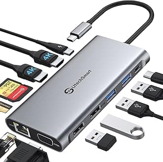 USB C Docking Station Triple Monitor - Universal Laptop Docking Station 12 in 1 for Thunderbolt 3/4, USB C Dock with USB 3.0 and 4K HDMI for MacBook Pro/Air/M1/M2 & Windows Gray