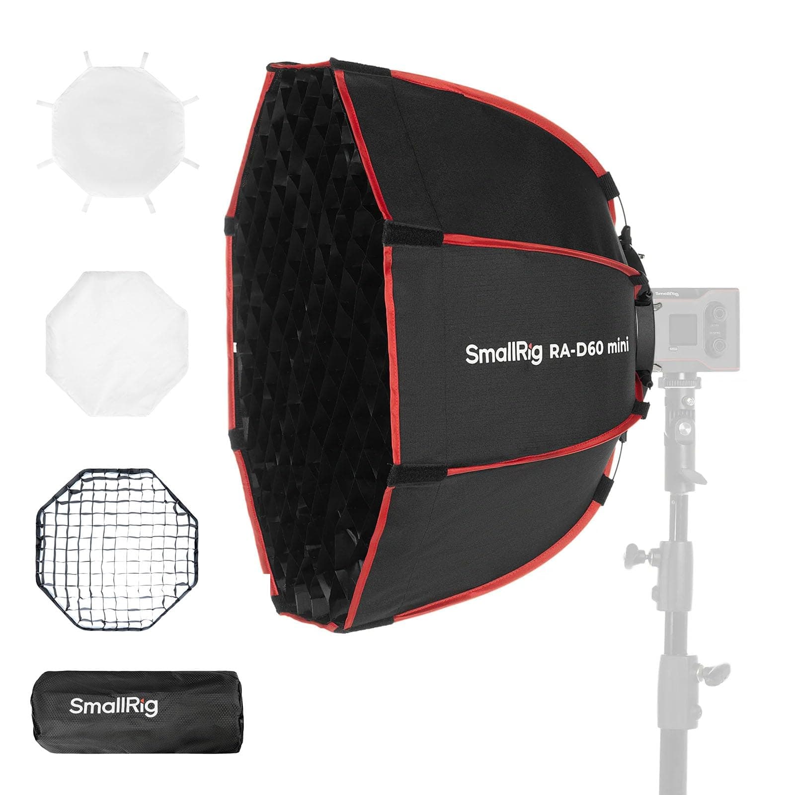 RA-D60 Parabolic Softbox, 23.6" Quick Release Softbox with Carrying Bag, Compatible with SmallRig RC60 /RC100 Series COB Video Light for Photography Studio, Video Recording