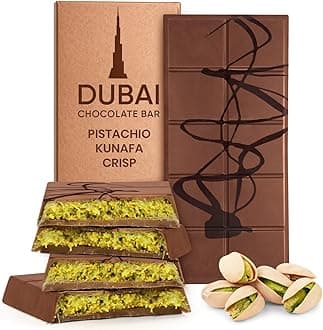 Dubai Chocolate Bar - Premium Chocolate Dubai Bar with Crunchy Pistachios in an Elegant Gift Box - 7oz Pistachio Bars for a Luxurious Treat - Exquisite Middle Eastern Dessert for Chocolatte Connoisseurs