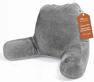 Sasttie Standard Reading Pillow Back Pillow for Sitting in Bed，Memory Foam Chair Pillow，Bed Rest Pillows,Dark Grey