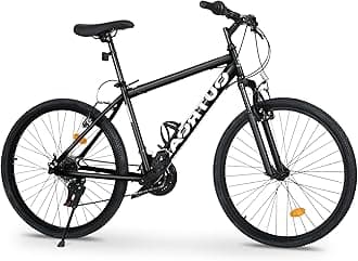 26 Inch Mountain Bike, 21-Speed/High-Carbon Steel/Aviation Grade Frame, Dual Disc/V Brake, Adjustable Ergonomic Seat Bycycle for Men Women Adult, Quick Assembly in 20 Minutes