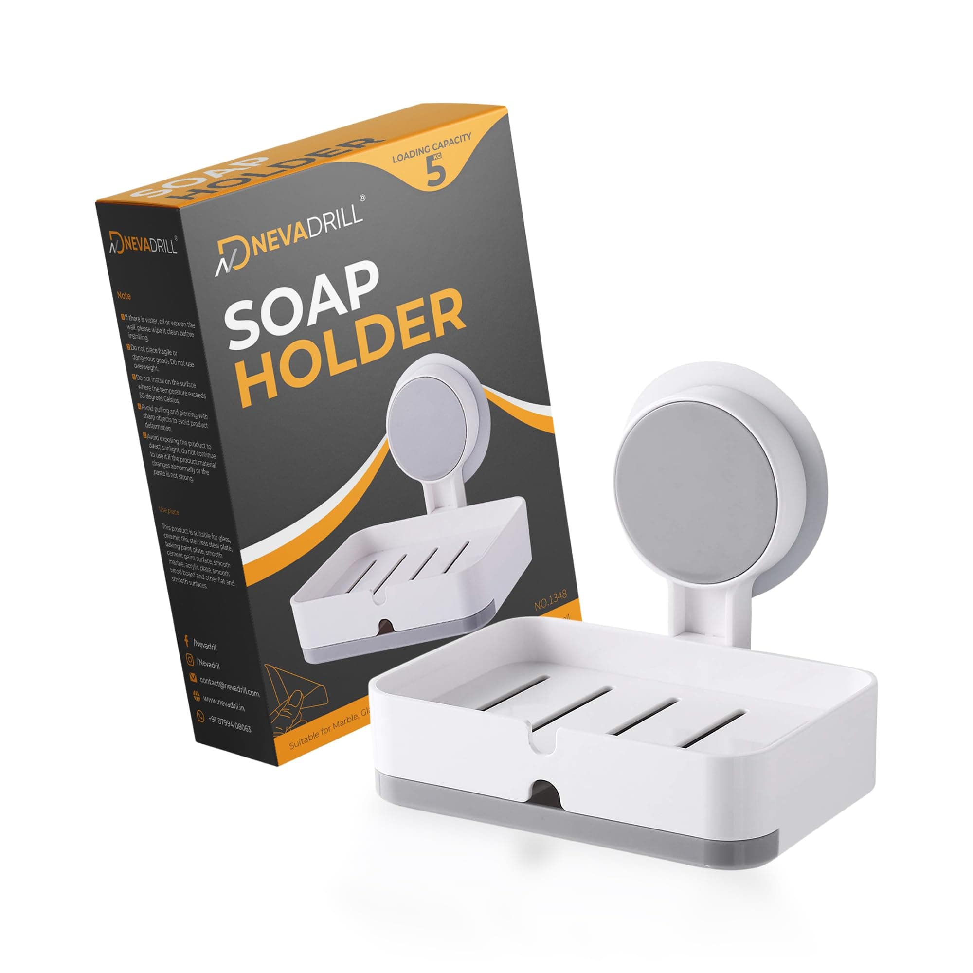 Soap Holder for Bathroom, Non-Drill Wall Mount Magic Sticker Self Adhesive Soap Stand for Bathroom with Removable Drain Tray [NR-1348] (1)