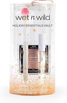 Holiday Essentials Vault, Powder Highlighter, Brush and Clear Mascara Makeup Set for a Glow-Up Look, Easy-to-Blend Formula, Nourishing Mega Clear Mascara, Makeup Gift Set