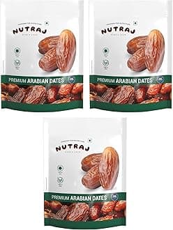 Nutraj UAE Arabian Dates 1.5kg (500g X 3) Pouch | Khajur | Dry Fruits and Nuts | Grocery Items