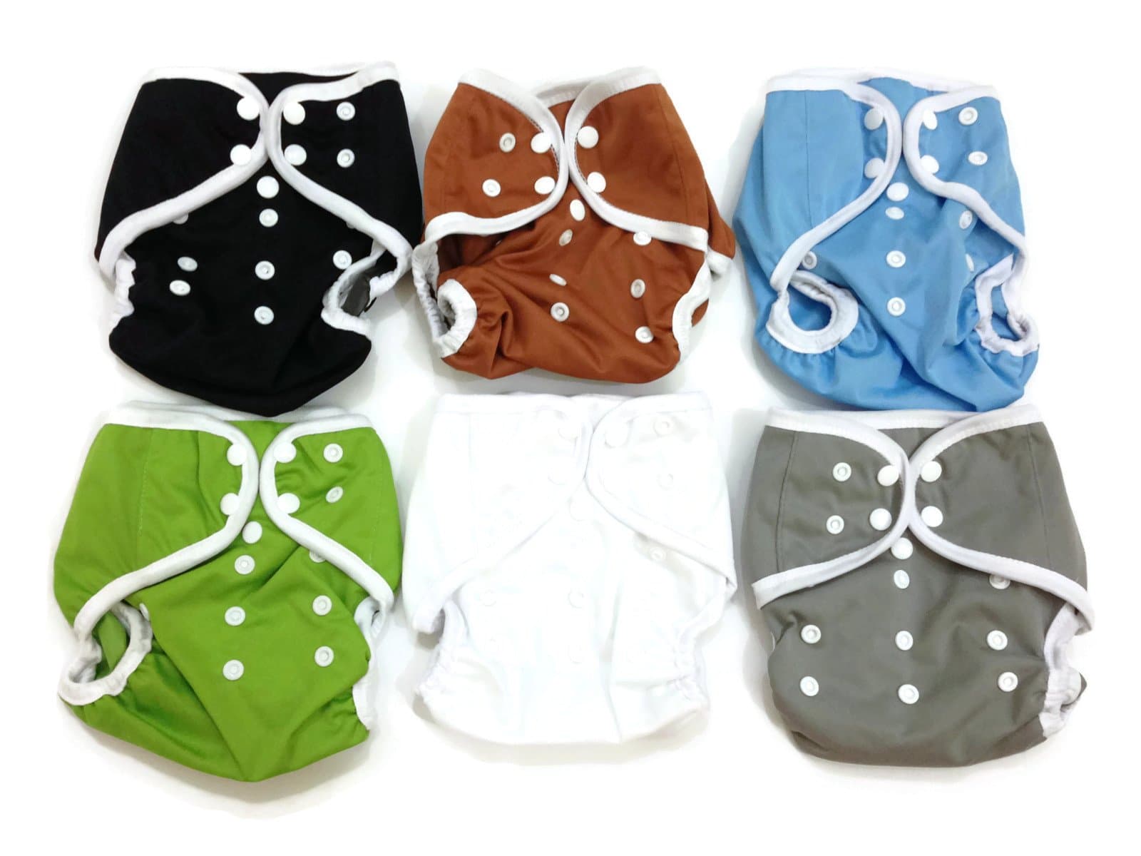 BB2 6 pcs Baby One Size Solid Leak-free Snaps Cloth Diaper Cover for Prefolds