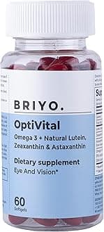Briyo OptiVital Eye Health Supplement – Lutein, Zeaxanthin, Astaxanthin & Omega-3 from Natural Sources – Supports Vision, Retinal Health & Eye Strain Relief – 60 Capsules