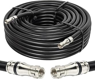 RG11 Coaxial Cable 60ft,Low Loss 14AWG RG11 Coax Cable 75ohm with F Type Connector High Definition for CATV,Satellite Dish,VHF/UHF,Radio,TV Antennas