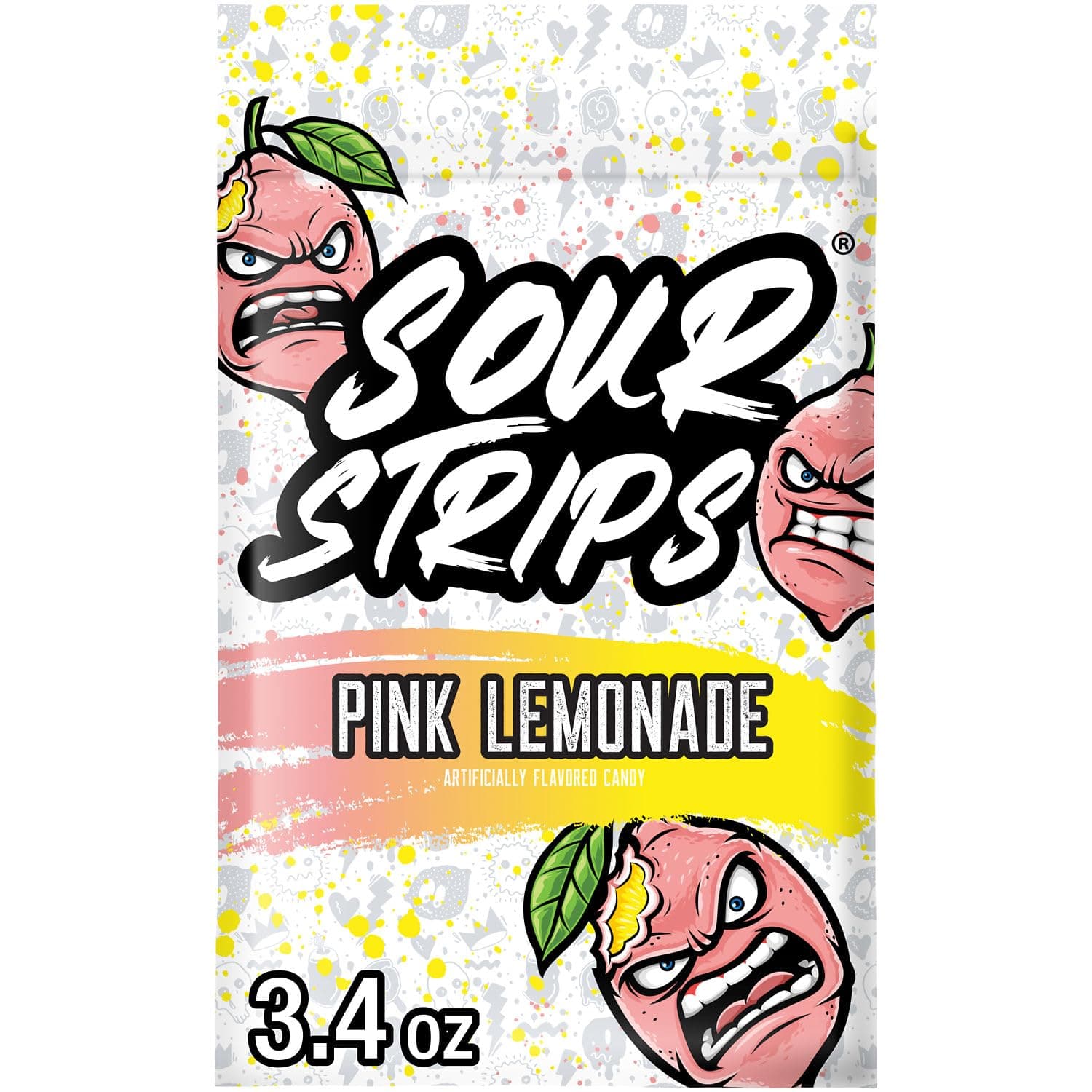 SOUR STRIPS Pink Lemonade Flavored Peg Bag, 3.4 oz.