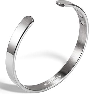 Magnetic Bracelets for Men & Women - Elegant Bangle Men’s Cuff - Golf/Tennis Elbow & Balance, Stainless Steel Magnetic Bracelets for Women (Polished Silver | Small)