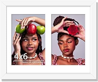 8x10 Double Picture Frame For Displaying Double 4x6 Picture Frame for Wall Mounting or Tabletop, White.