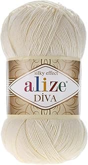 Diva Silk Effect 100% Microfiber Acrylic Yarn 1 Ball skeins 100gr 383yds Color (383-Stone)
