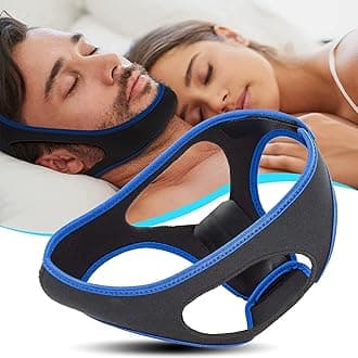 Anti Snore Chin Strap Devices, Chin Strap for Sleeping, Adjustable and Breathable Anti Snoring Devices for Men and Women - Blue