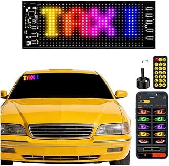 LED Sign for Car-7''x3'' Flexible USB 5V Digital Sign, Programmable LED Display, App Control Custom Text Pattern Animation for Store Car Bar Hotel
