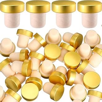 Yookeer T-shaped Stopper Cork Wine Bottle Stoppers Reusable Wine Sealing Plug for Beer Bottles DIY Craft(Gold,24 Pieces)