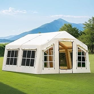 KNUO Inflatable Camping Tent, Large Blow-Up Air Tent, No Assembly Needed Luxury Glamping House, Oxford Fabric