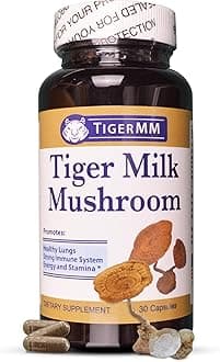 Tiger Milk Mushroom (Lignosus Rhino.) USA Grown, Lung Respiratory Immune Support 450mg/cap