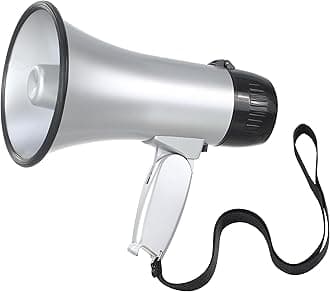 Megaphone with Speaker Microphone Siren and 240-Second Recording Bullhorn Includes Volume Control for Outdoor Events and Crowd Management