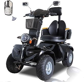 Mobility Scooters for Seniors & Adults 600lbs Capacity, Heavy Duty 4-Wheel 3-Speed Electric Powered Wheelchair Device 1000W All Terrain, Elderly-Lockbox Adjustable Seat (DJD Black 1000W)