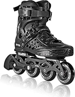 PASENDI Professional 4X80Mm Wheels Inline Skates,Outdoor Fitness Single Row Skates for Adult Women Men,Removable and Washable Split Inner Boots, Black Adult Male.