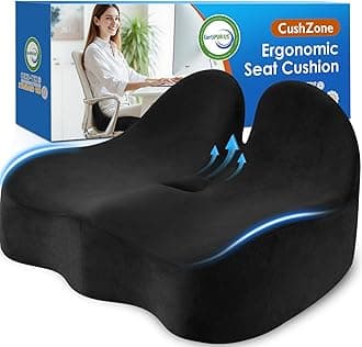 Seat Cushion, Ergonomic Memory Foam Seat Cushions for Office Chairs, Car, Long Trip, Desk Chair, Lab, Extra Large Size for Sciatica & Hip & Tailbone Pain Relief, Sciatica Support (Black)