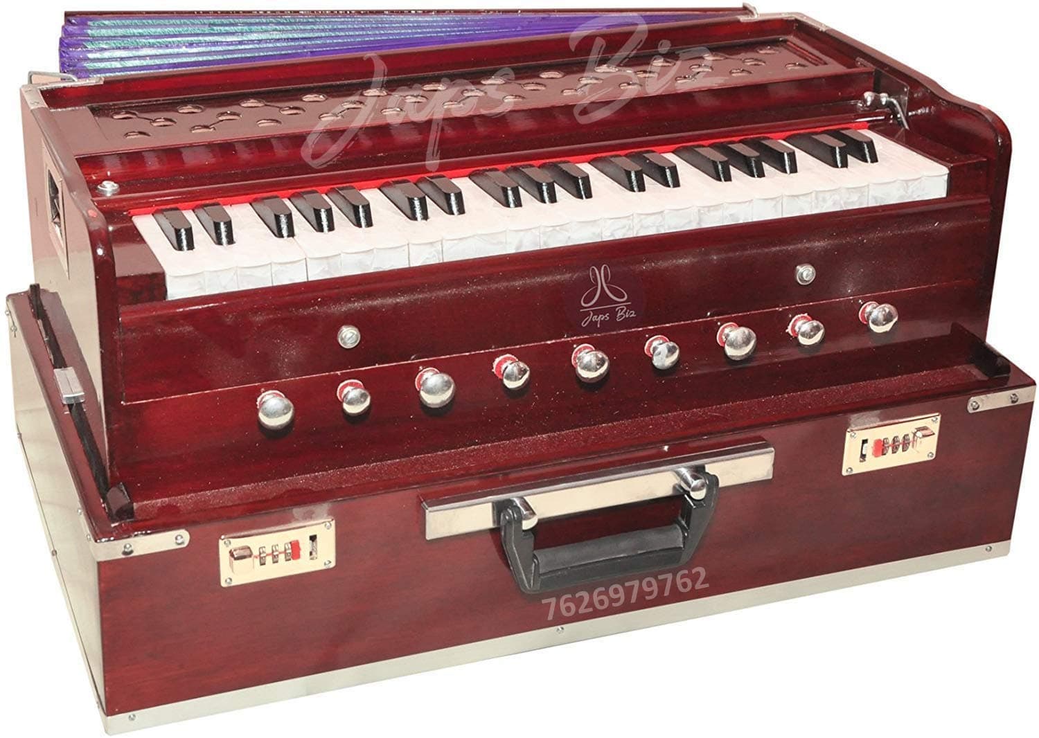 Best Folding Harmonium, 9 Stopper, 7 Bellow, 42 Key, Two Reed(Bass-Male),3 1/2 Octave,Coupler, Harmonium with Free Padded Bag