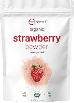 Organic Strawberry Powder, 1 Lb | 100% Natural Fruit Powder | Freeze-Dried Strawberries Source | No Sugar & Additives | Great Flavor for Drinks, Smoothie, & Beverages | Non-GMO & Vegan Friendly
