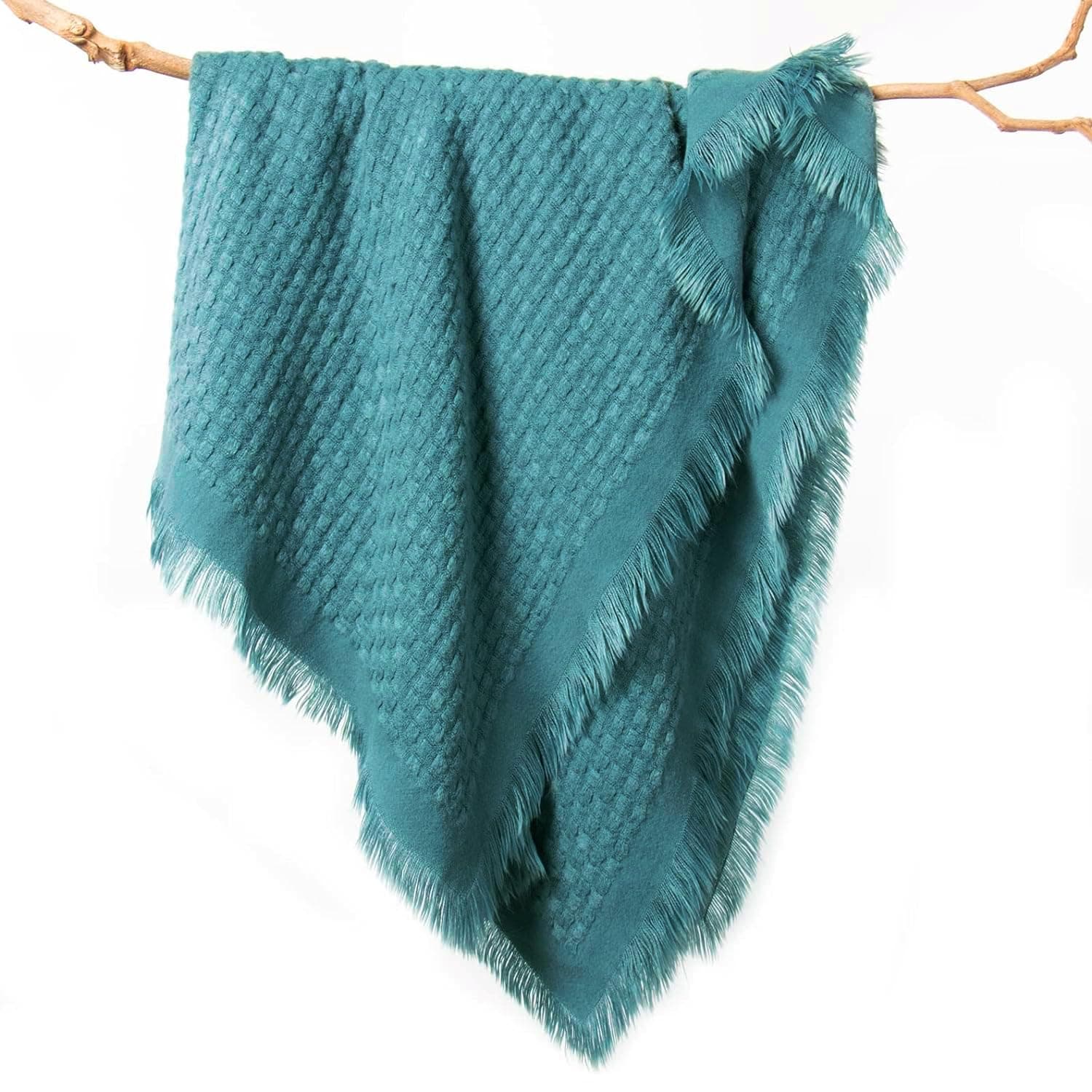 lifein Fall Throw Blanket for Couch-Soft Boho Bed Throw Blanketss,Cozy Knitted Teal Waffle Throw,Small Farmhouse Lightweight Blanket&Throws for Autumn,Woman,Chair,Sofa,Home Decor(Teal Blue,50 * 60")