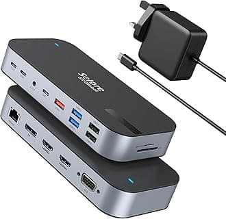 USB C Docking station with 65W Power Adapter, 16 in 1 USB C Dock Quad Monitor Dual HDMI DisplayPort VGA Laptop Docking Station with 2 HDMI DisplayPort VGA RJ45 Ethernet 100W PD Audio SD/TF 2 USB 3.1