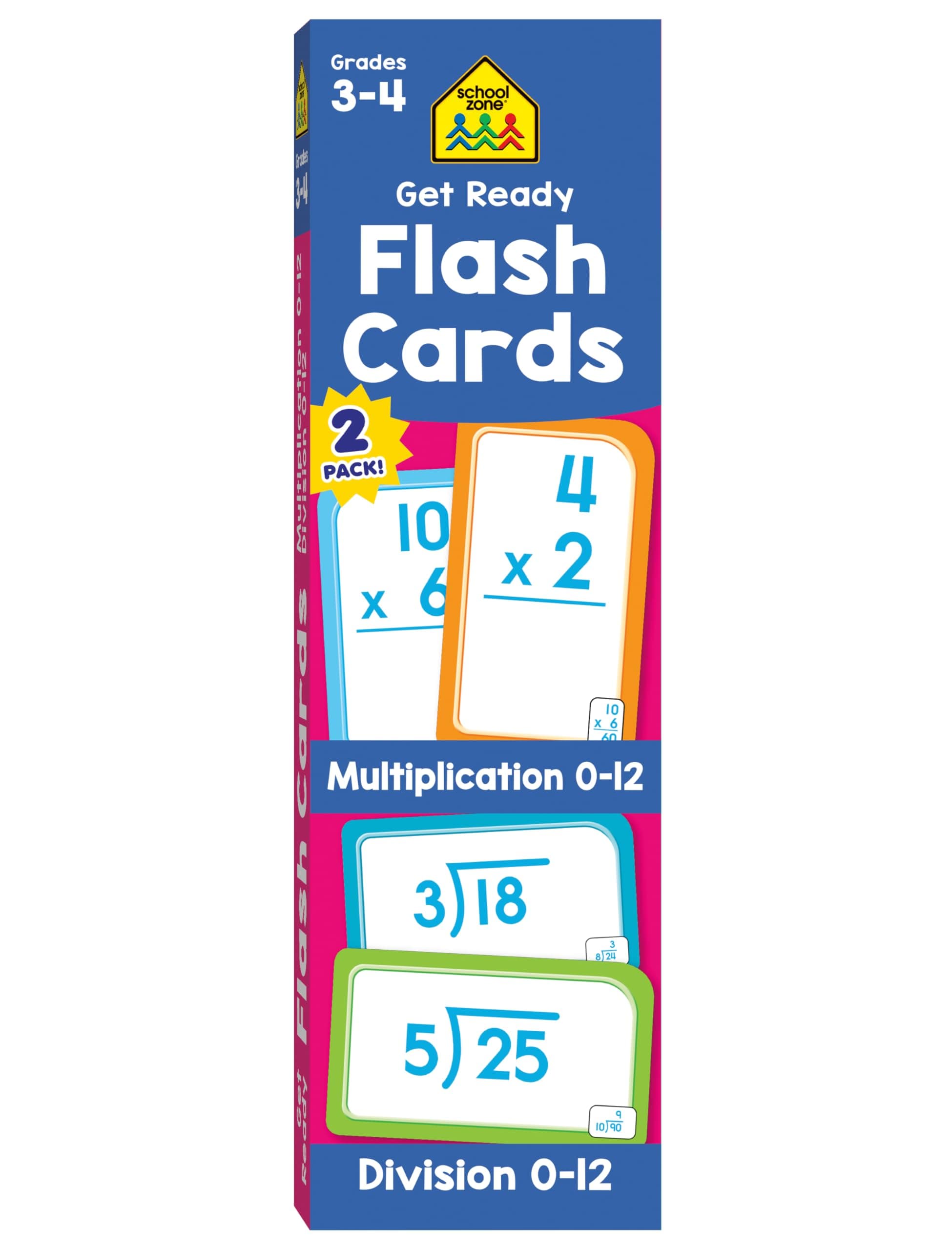 School Zone Get Ready Flash Cards Multiplication & Division 2-Pack: 112 Math Cards, 3rd & 4th Grade, 0-12, Improve Speed & Retention, Ages 8+