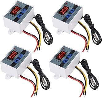 UMLIFE 4PCS XH-W3001 Digital LED Temperature Controller Module Digital Thermostat Switch with Waterproof Probe Programmable Heating Cooling Electronic Thermostat Range from -50℃ to 110℃ (12V 10A 120W)
