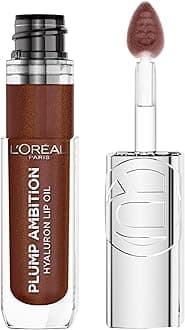 L'Oreal Paris Plump Ambition Hyaluron Lip Oil, 24 HR Lip Gloss with Hyaluronic Acid, Volumizing Formula with Glass-Like Shine, La Nuit Sparkle, 0.16 Fl Oz