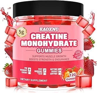 Creatine Monohydrate Gummies for Men & Women 120 CT - 5600mg of Creatine Monohydrate per Serving - Sugar Free Chewable Creatine for Muscle Strength, Energy Boost, Muscle Builder (Strawberry Flavor)