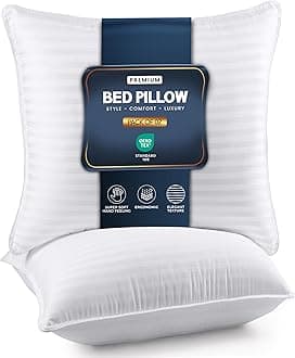 Bed Pillows for Sleeping European Size (White), Set of 2, Down Alternative Pillow for Sleeping, Cooling Hotel Quality Pillow Set for Back, Stomach or Side Sleepers