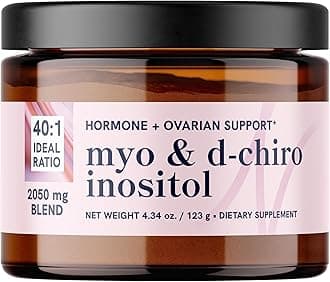 Myo-Inositol & D-Chiro Inositol Powder | Hormone Balance for Women | Ideal 40:1 Ratio | Myo 2000mg, D Chiro 50mg | Regulate Menstrual Cycle and Support Ovarian Health | 60 Servings, 4.34 oz.