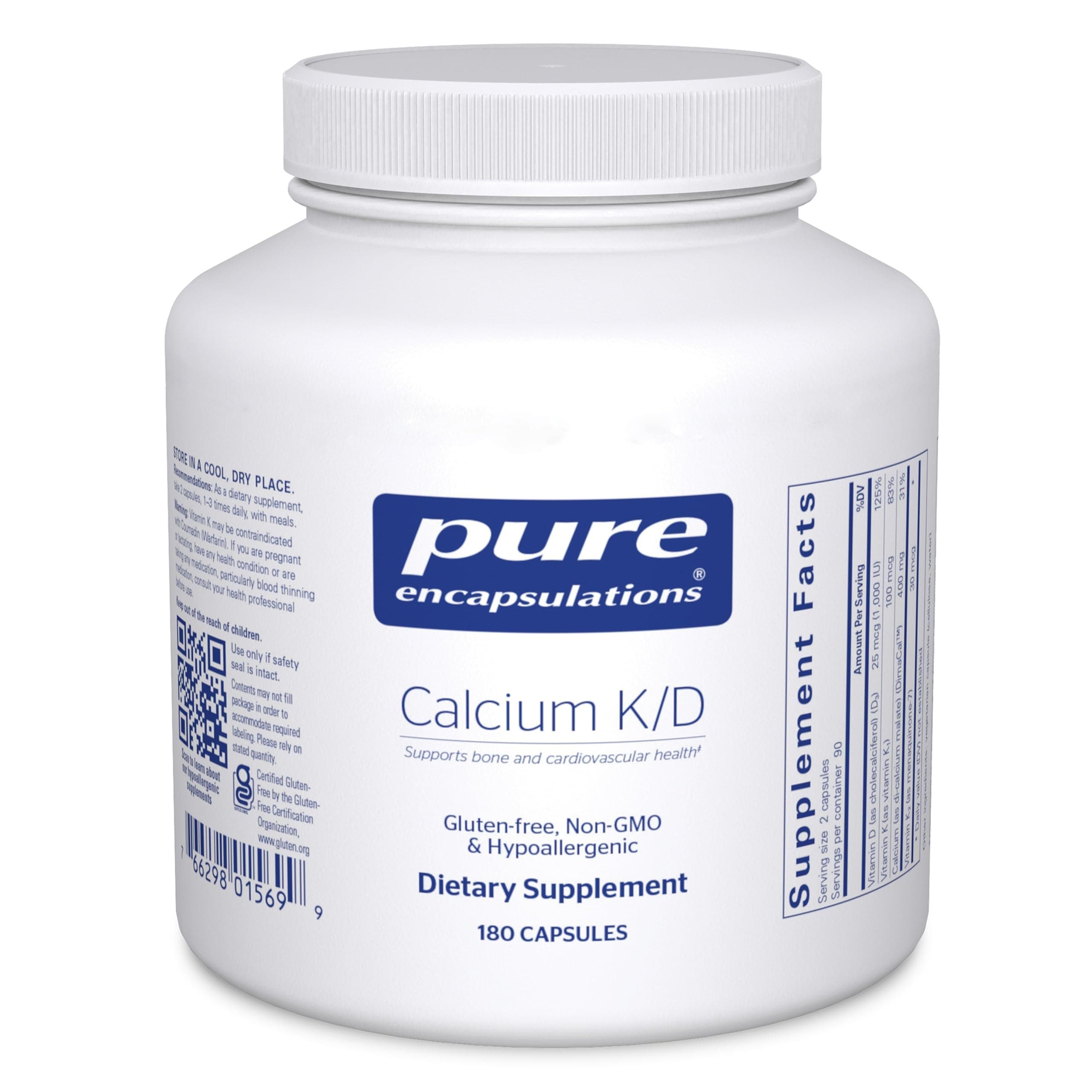Calcium K/D | Supplement for Bone Strength, Immune System, Colon, and Cardiovascular Health* | 180 Capsules