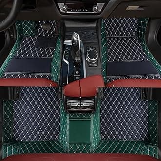Custom Personalized Floor Mats for Cars，Luxury Full Coverage All Weather Car Floor Mats，Anti-Slip Leather Car Mat Set ，Custom Floor Mats for 99% of Cars, Trucks & SUVs (3D Green and Black)
