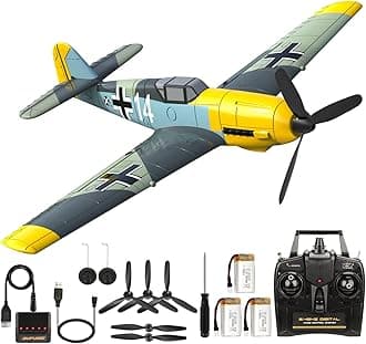 RC Plane for Adults & Teens 14+, BF109 4 Channel Remote Control Airplane with 6-Axis Gyro, 3 Flight Modes, Ready to Fly WW2 Warbird for Beginners and Park Flying