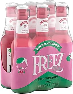 carbonated soda flavored cold drink non alcoholic strawberry mix 275 ml each, pack of 6, pink
