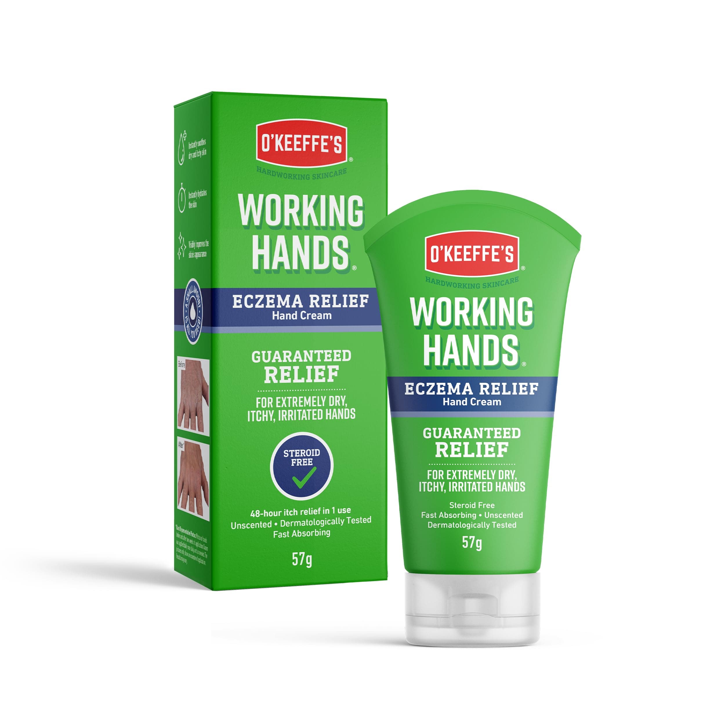 Working Hands Eczema Relief Hand Cream, 57g - For Extremely Dry, Itchy, Irritated Hands | Steroid Free, Dermatologically Tested with 48-hour itch relief in 1 use