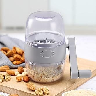 Portable Manual Hand Nut Chopper for All Nuts Walnut Pecans, Hand Crank Nut Grinder in Grey
