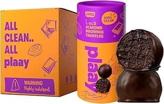 Plaay Almond Brownie Chocolate Truffles – Keto Dark Chocolate Snack – Gluten-Free, Vegan-Friendly with Rich Fudgy Texture for Guilt-Free, Anytime Smart Snacking –10 x 30g