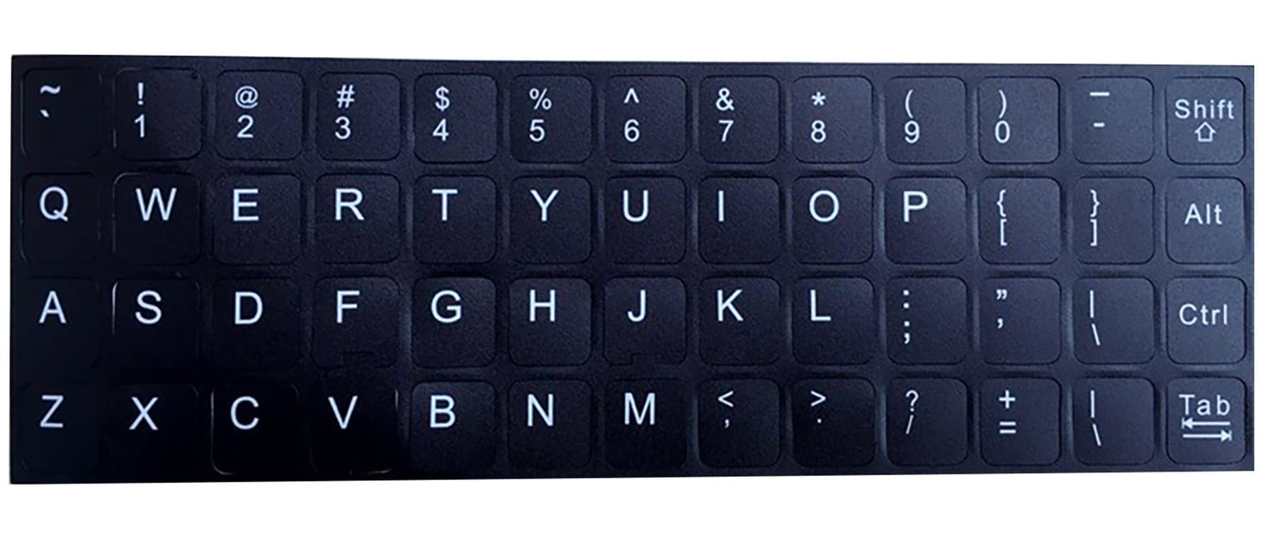 4PCS Self-Adhesive Waterproof Replacement Computer Laptop Keyboard Stickers White Lettering with Non Transparent Black Background (English Keyboard Stickers)