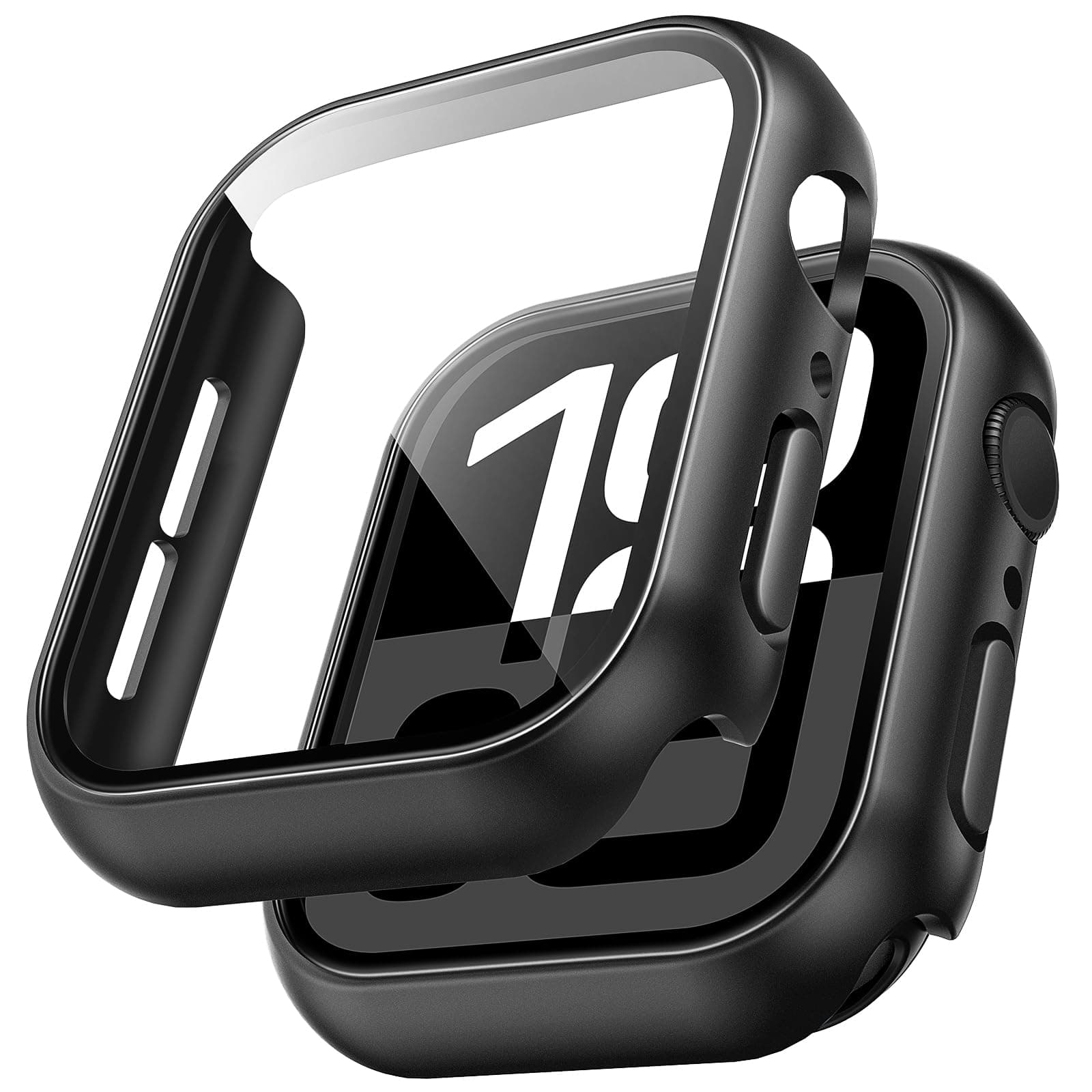 TAURI 2 Pack Hard Case Designed for Apple Watch Series 11/10 46mm [360° Shockproof] with 9H Tempered Glass Screen Protector, [Scratch-Resistant] Cover - Black