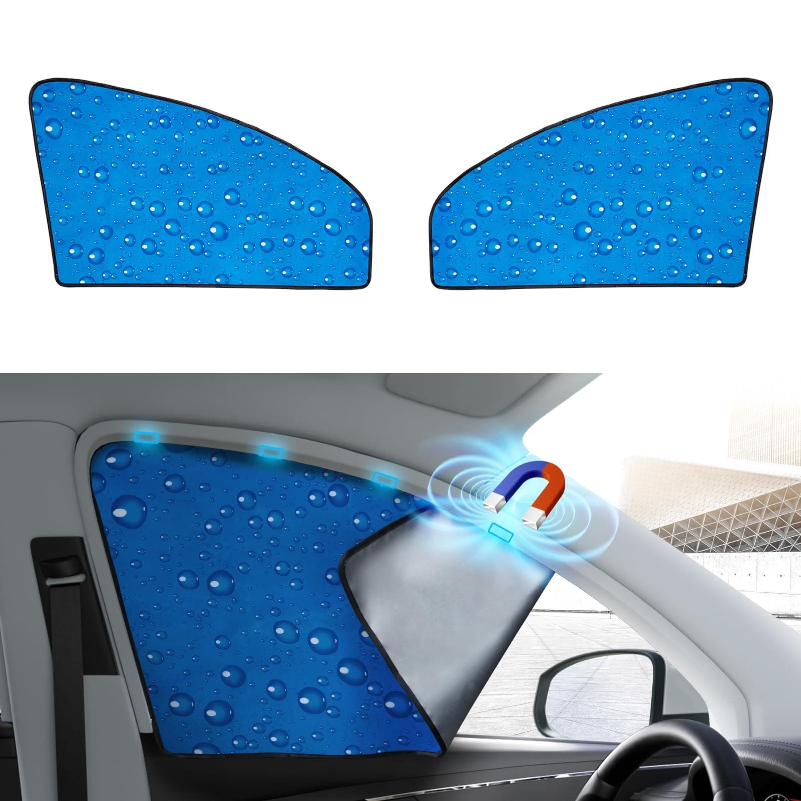 Aokway Side Window Sunshade Sun Shade for Car Window Double Thickness Auto Windshield Sunshades Curtain Universal Fit for Driver for Baby UV Protection (Front Side 2pcs)