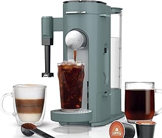 Ninja Pods & Grounds Specialty Single-Serve Coffee Maker, K-Cup Pod Compatible, Built-In Milk Frother, 6-oz. Cup to 24-oz. Travel Mug Sizes, Iced Coffee Maker, 1550 watts, Sage Green, PB051SG