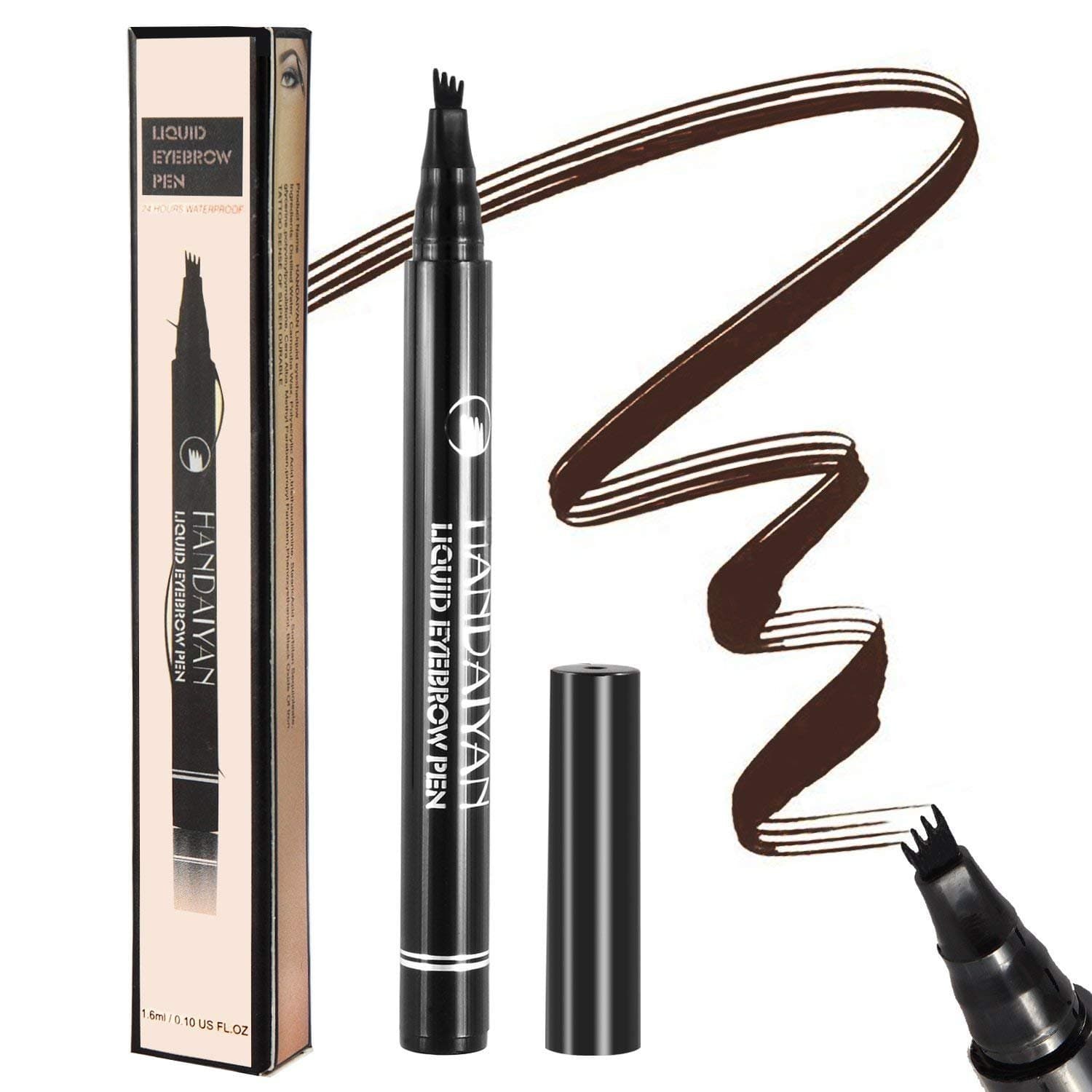 Tattoo eyebrow pen eyebrow microblading pen with fork tip long-lasting waterproof liquid eyebrow pen for creating natural 3d eyebrow, perfect for waking beauty(Dark Brown)